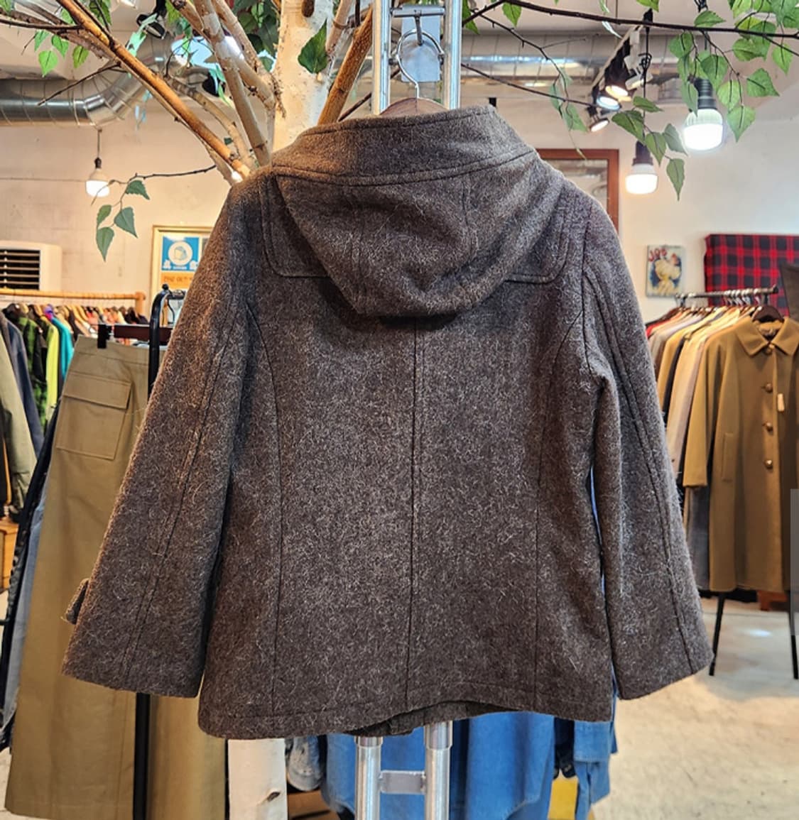 유니버셜 랭귀지 울 모헤어 알파카 블렌드 더플 후드 숏 코트 상품이미지7