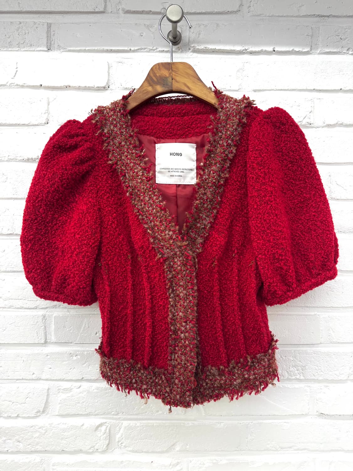 Hong 레드 트위드 자켓 상품이미지3