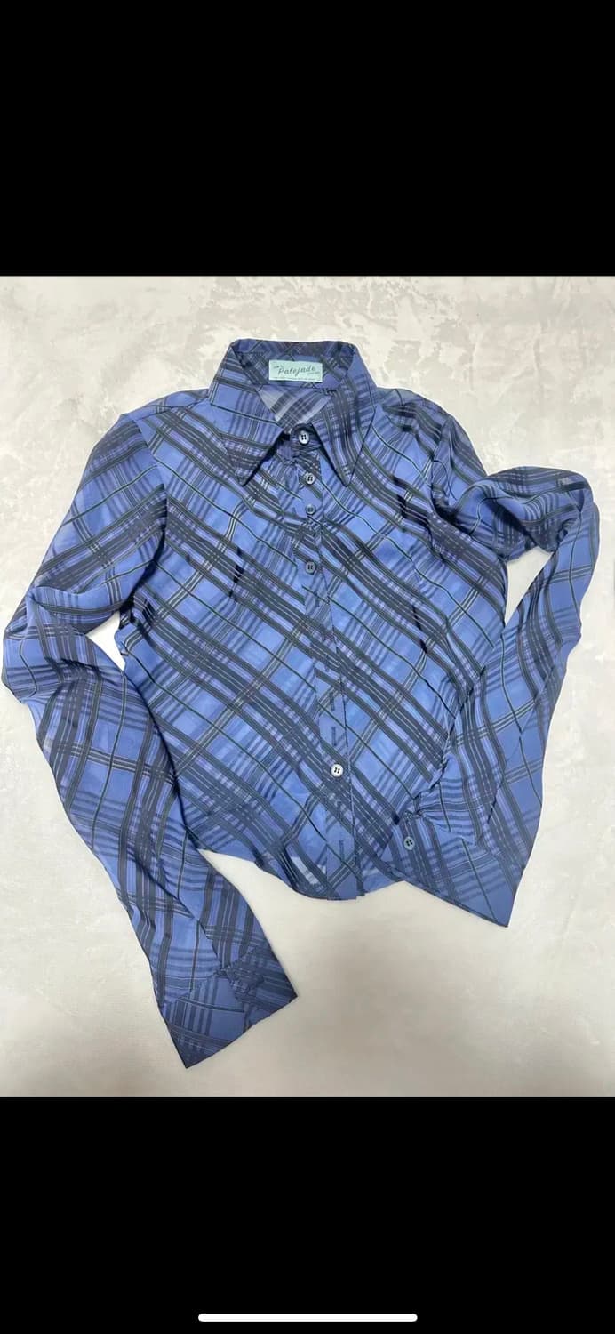 페일제이드 시스루 체크 블라우스 상품이미지1