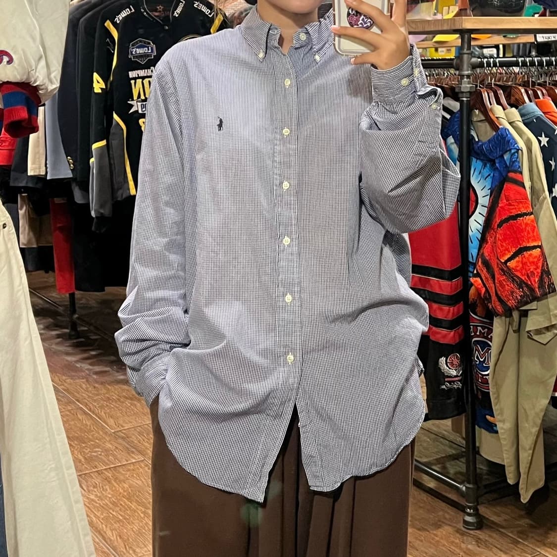 [HI]폴로 체크 긴팔셔츠 블루 상품이미지1