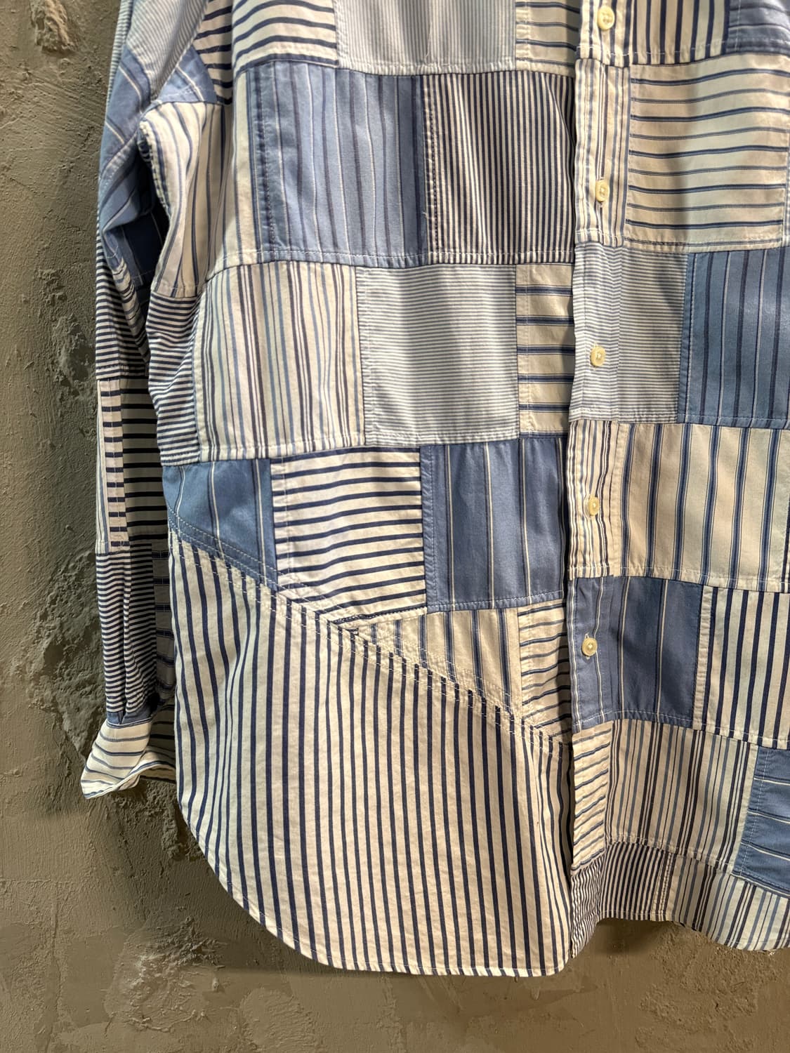 폴로 랄프로렌 패치워크 스트라이프 셔츠 블루 L 상품이미지2