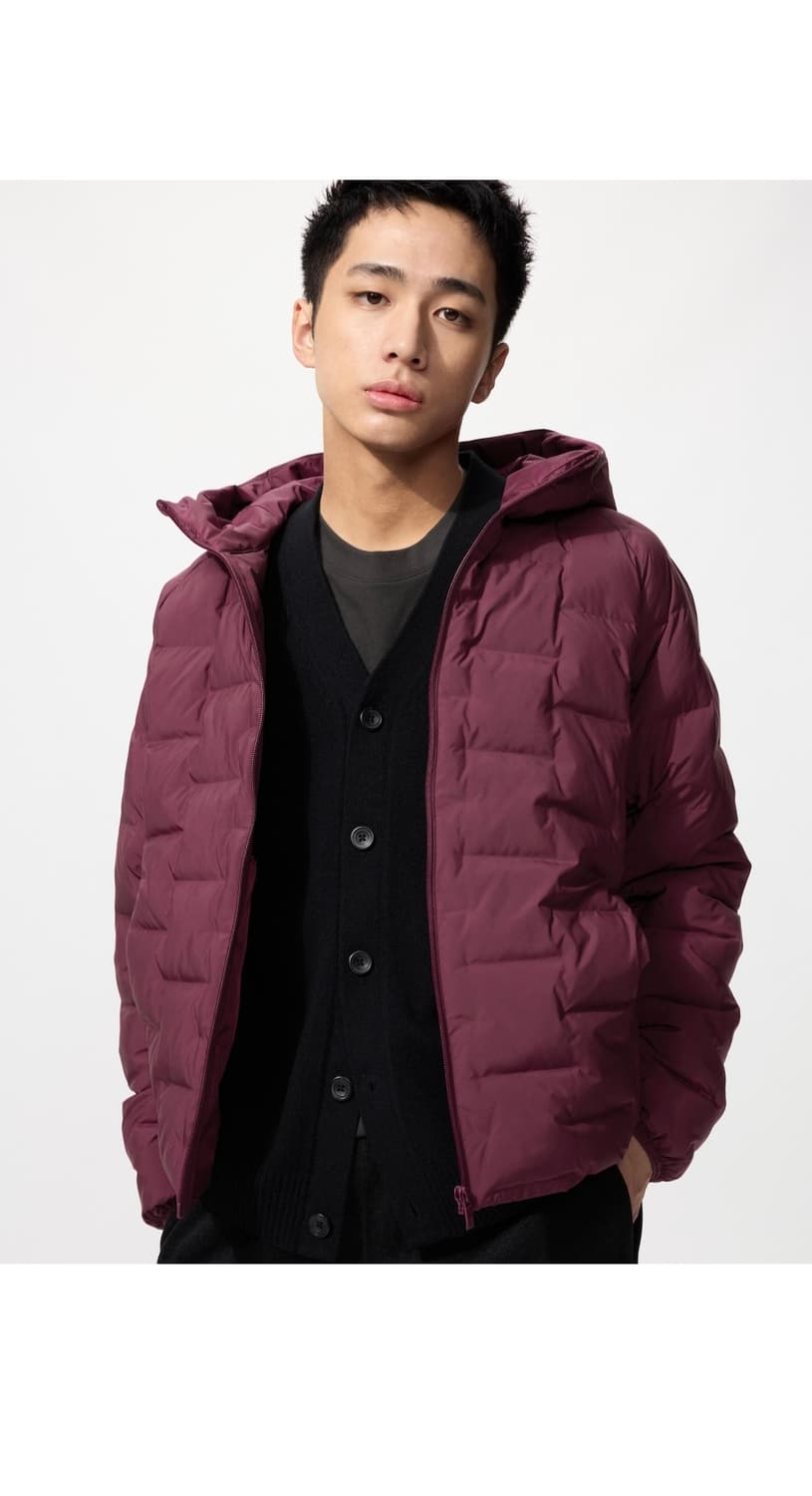 유니클로 퍼프테크 파카 와인 M 상품이미지1