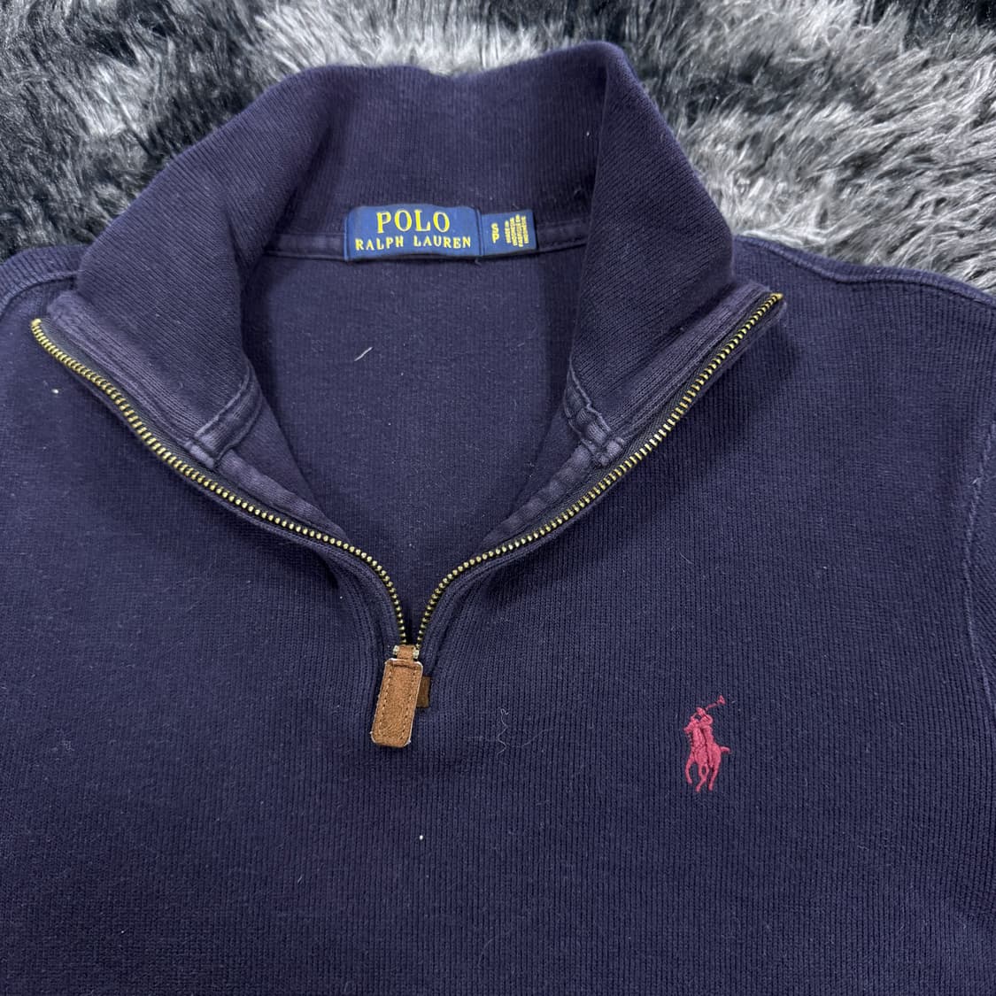 투티/0111 폴로 랄프로렌 네이비 하프 반집업 기모 플리스 니트 상품이미지3