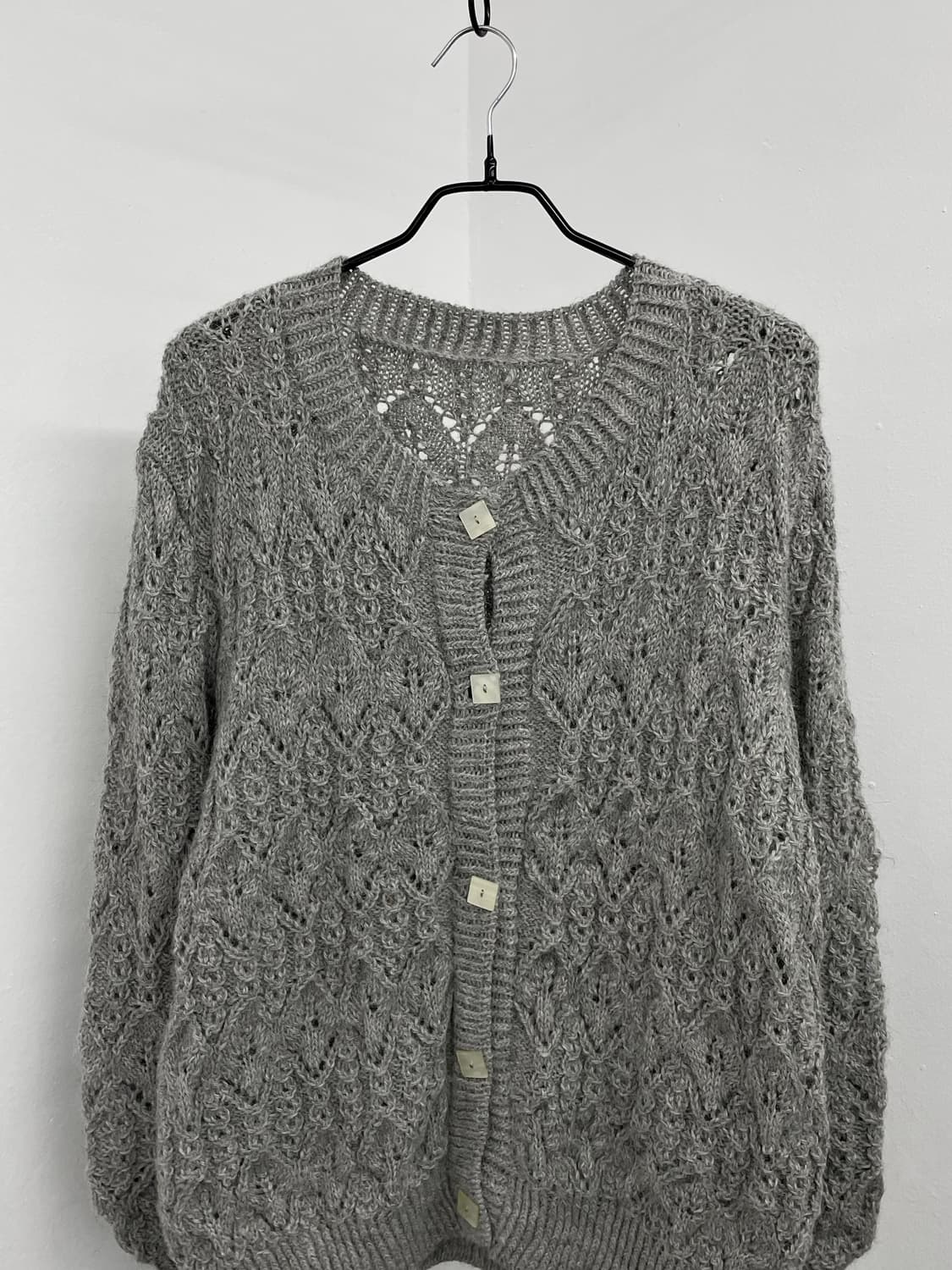 그레이 울 짜임 버튼 가디건  상품이미지5