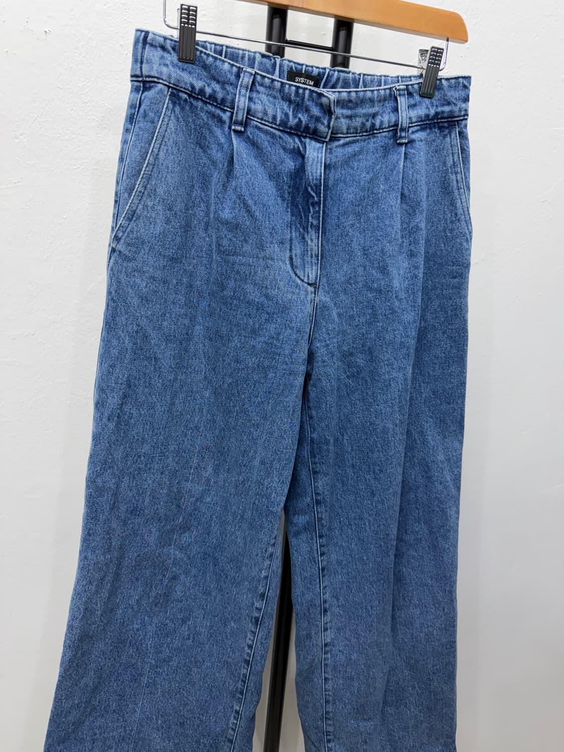 정품) 시스템 한섬 24ss 데님 밴딩 와이드팬츠 67 상품이미지2