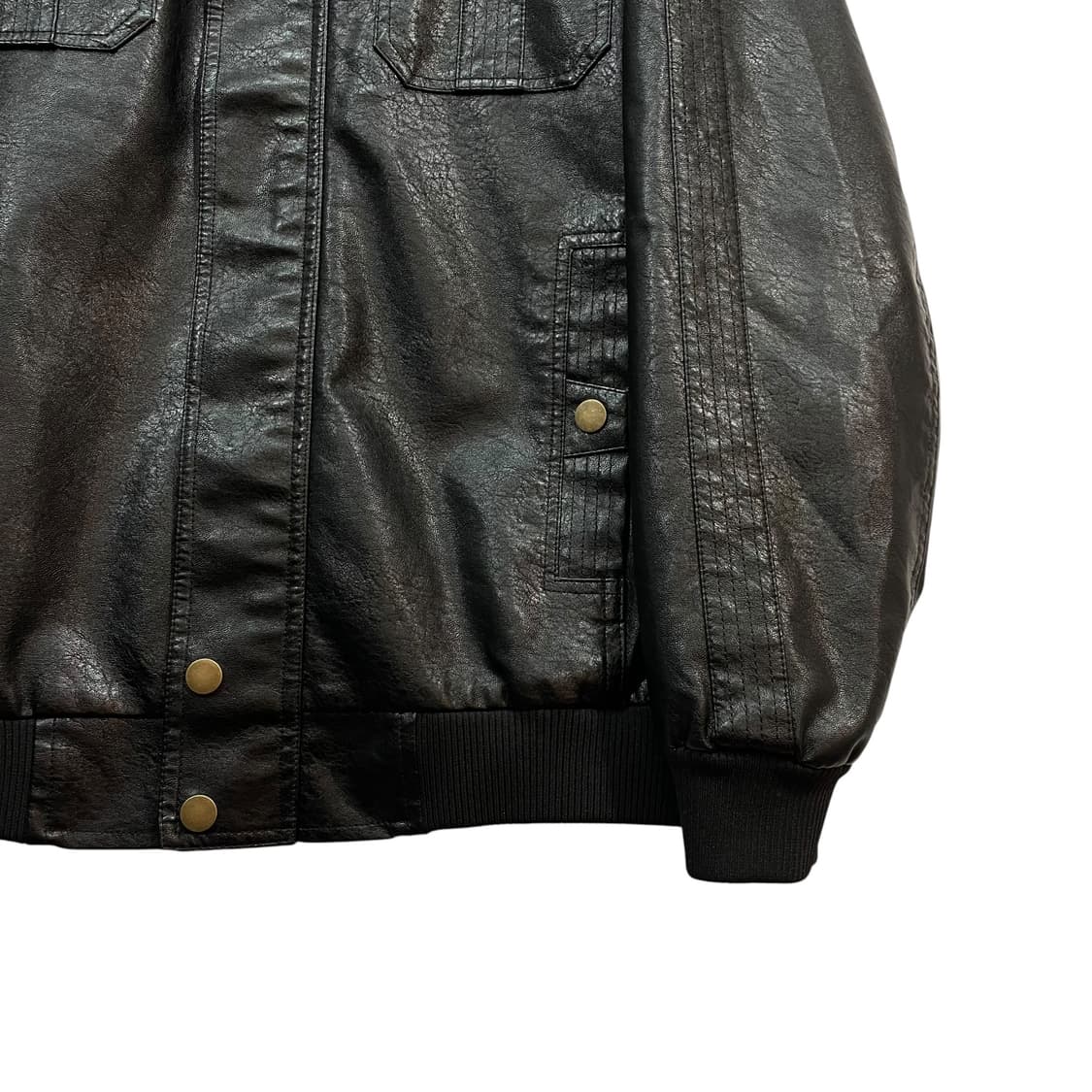 Black Military Leather Jacket 상품이미지2