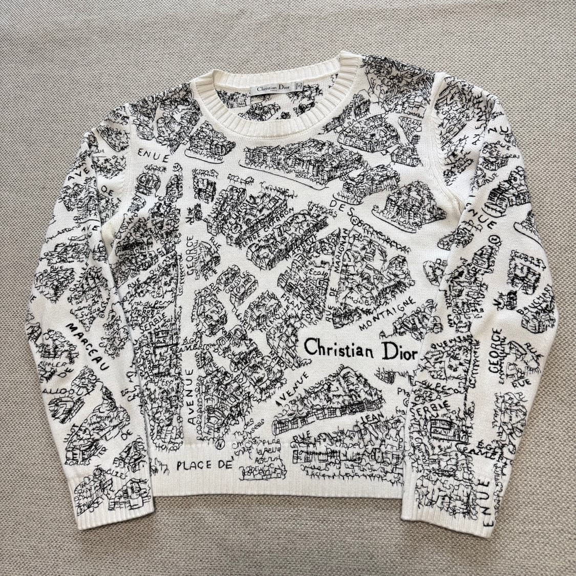크리스찬 디올 패턴 크롭 니트 상품이미지1