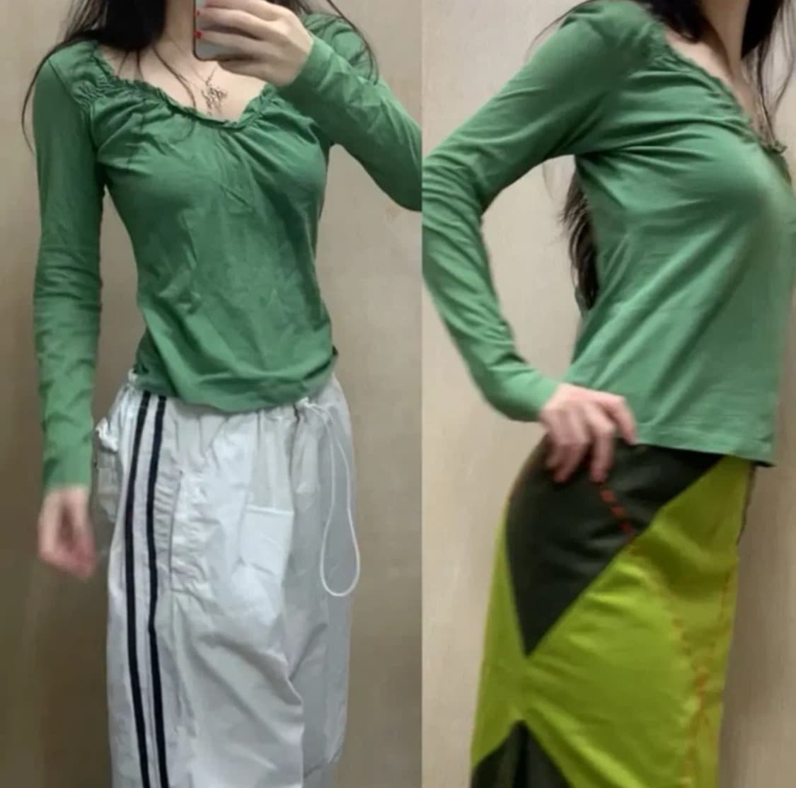 90년대 직수입 빈티지 그린 코튼 티셔츠 상품이미지1