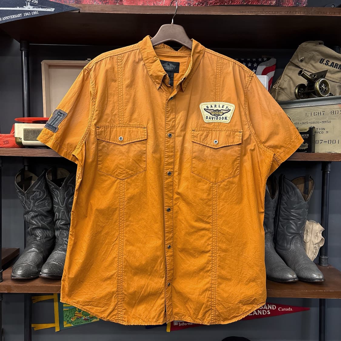 할리데이비슨 레이싱 #1 펠트 와펜 라이트 코튼 하프셔츠 N1072 상품이미지1