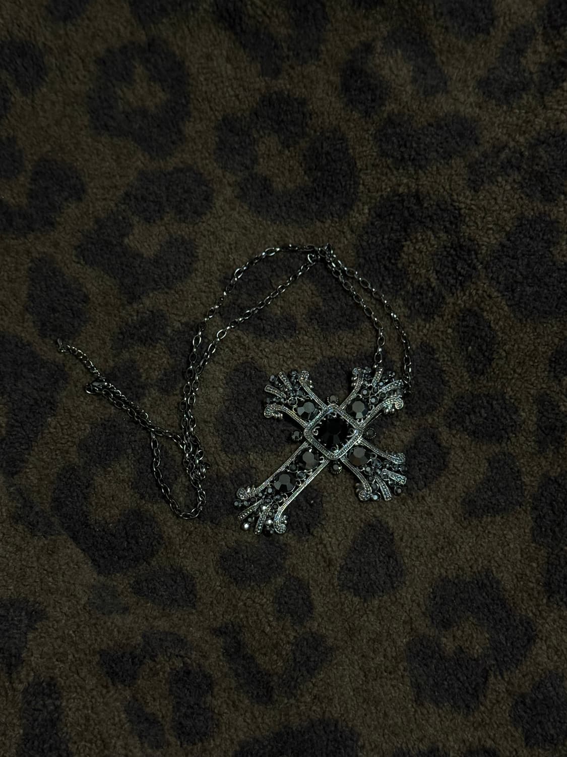 빈티지 고스 갸루 펑크 빅 블랙 십자가 목걸이 팬던트 상품이미지1