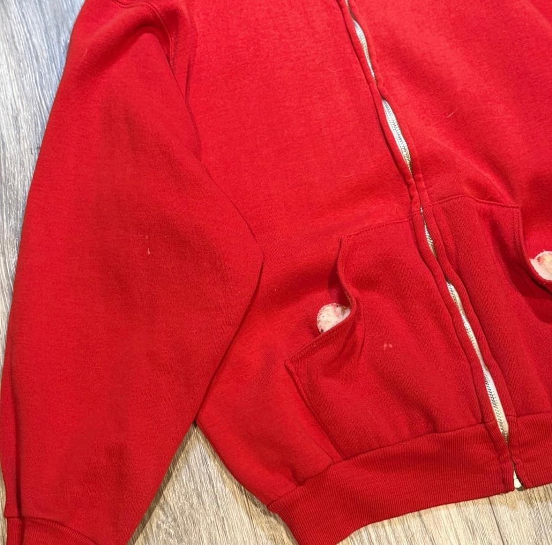 70s Russell Athletic zip up 후드 레드 M 상품이미지2