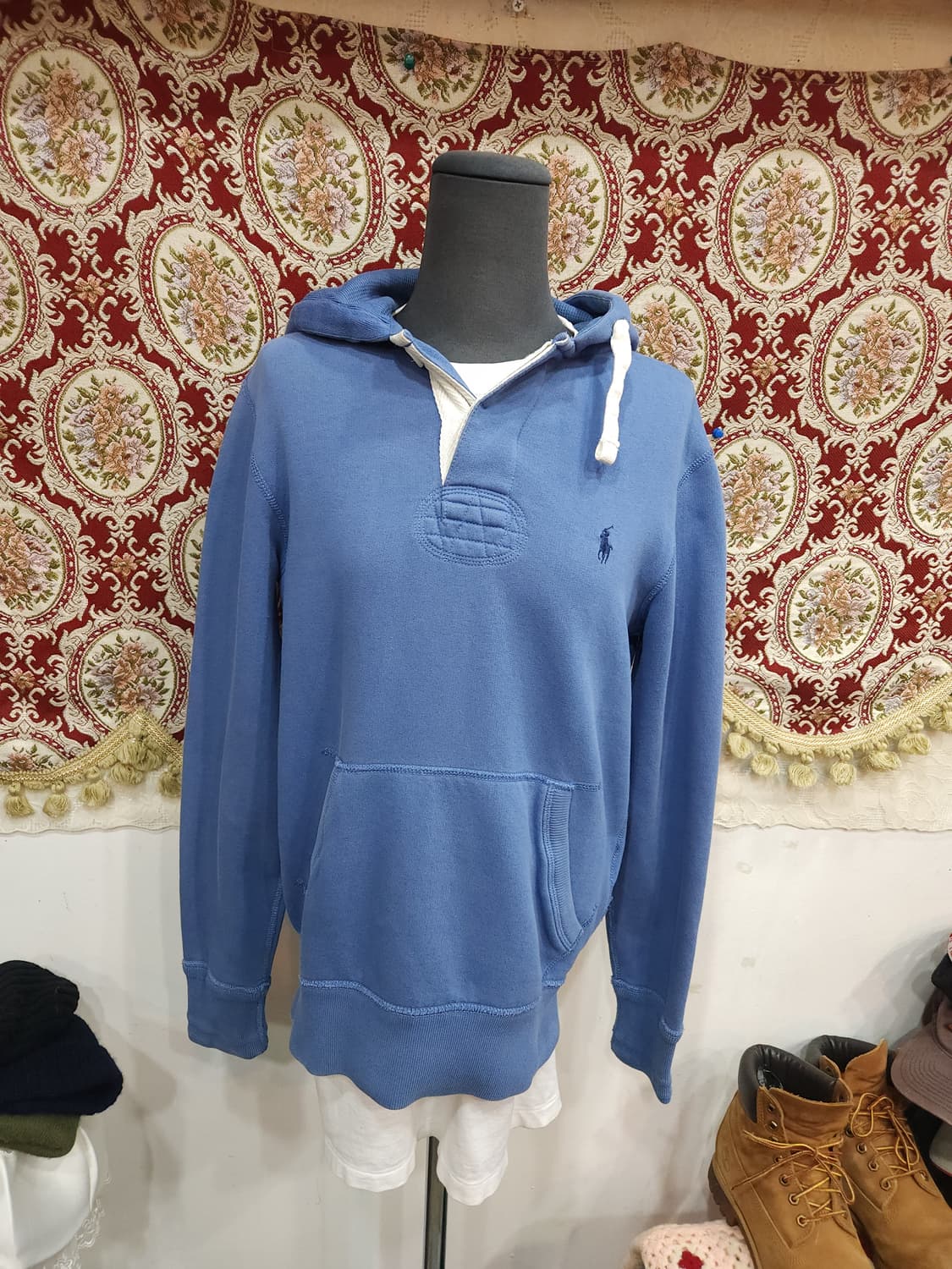 폴로 랄프로렌  블루 럭비 기모 후드티

 상품이미지1