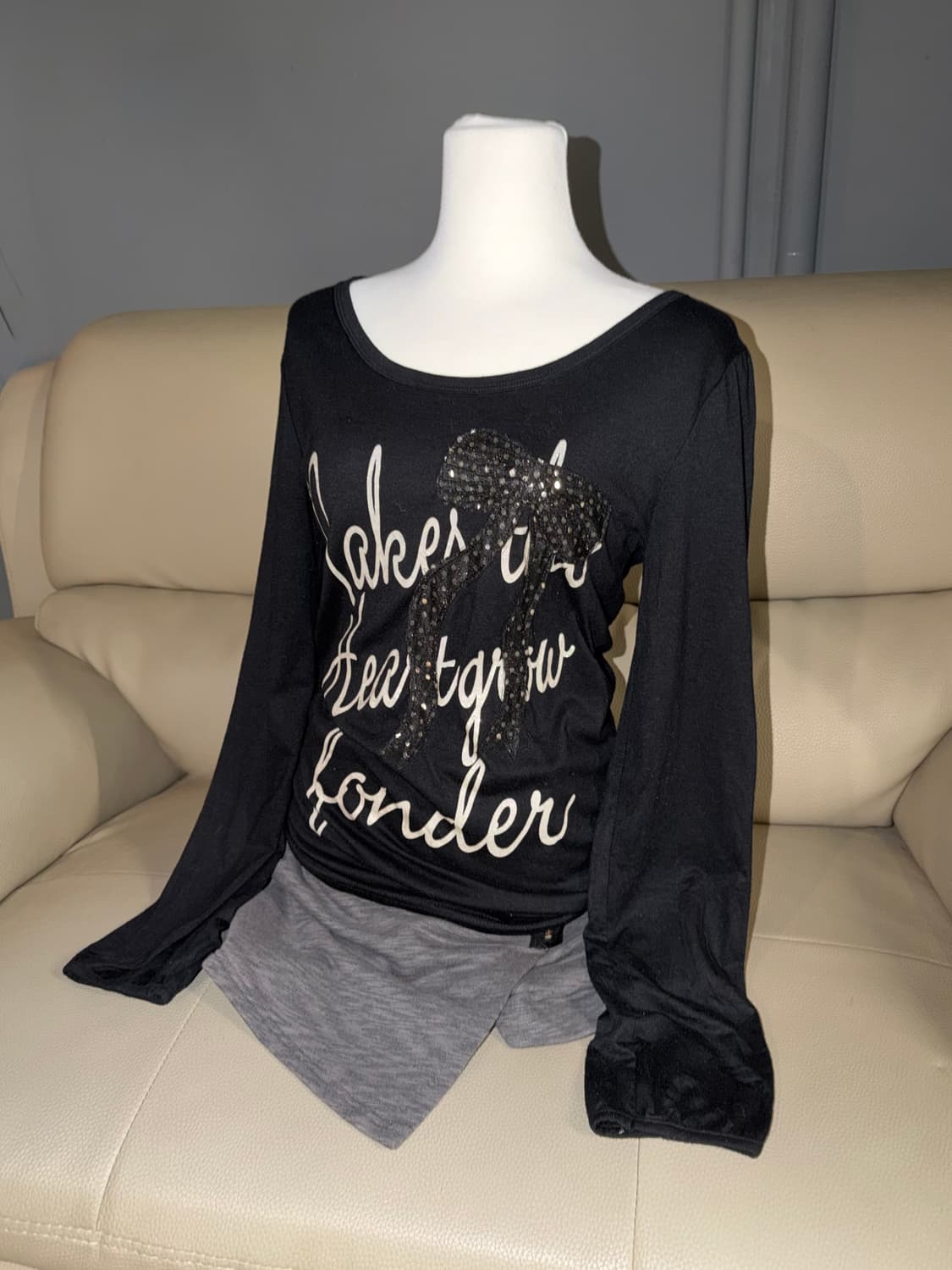 ribbon point lettering long sleeve 상품이미지1
