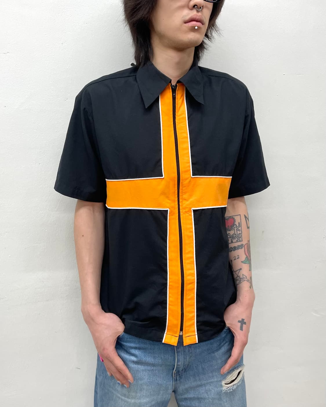 Orange Cross Zip-Up T-Shirt 상품이미지3