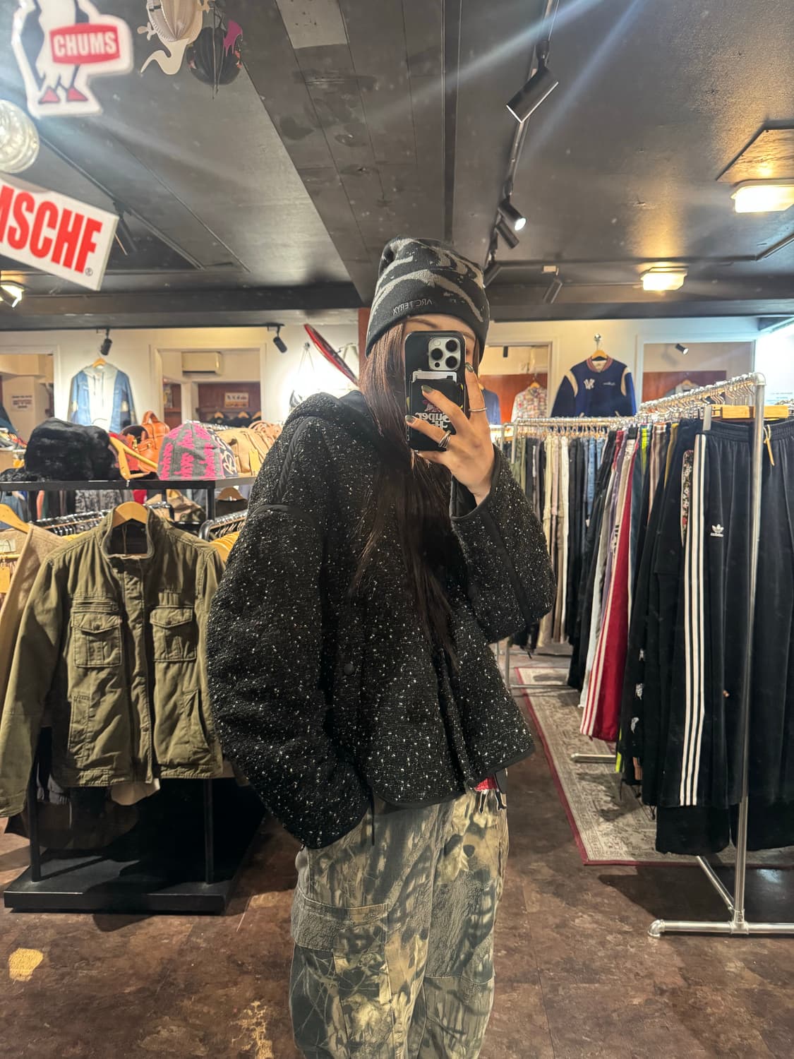 zara 자라 블랙 트위드 보카시 누빔 크롭 후드 자켓 L 상품이미지6