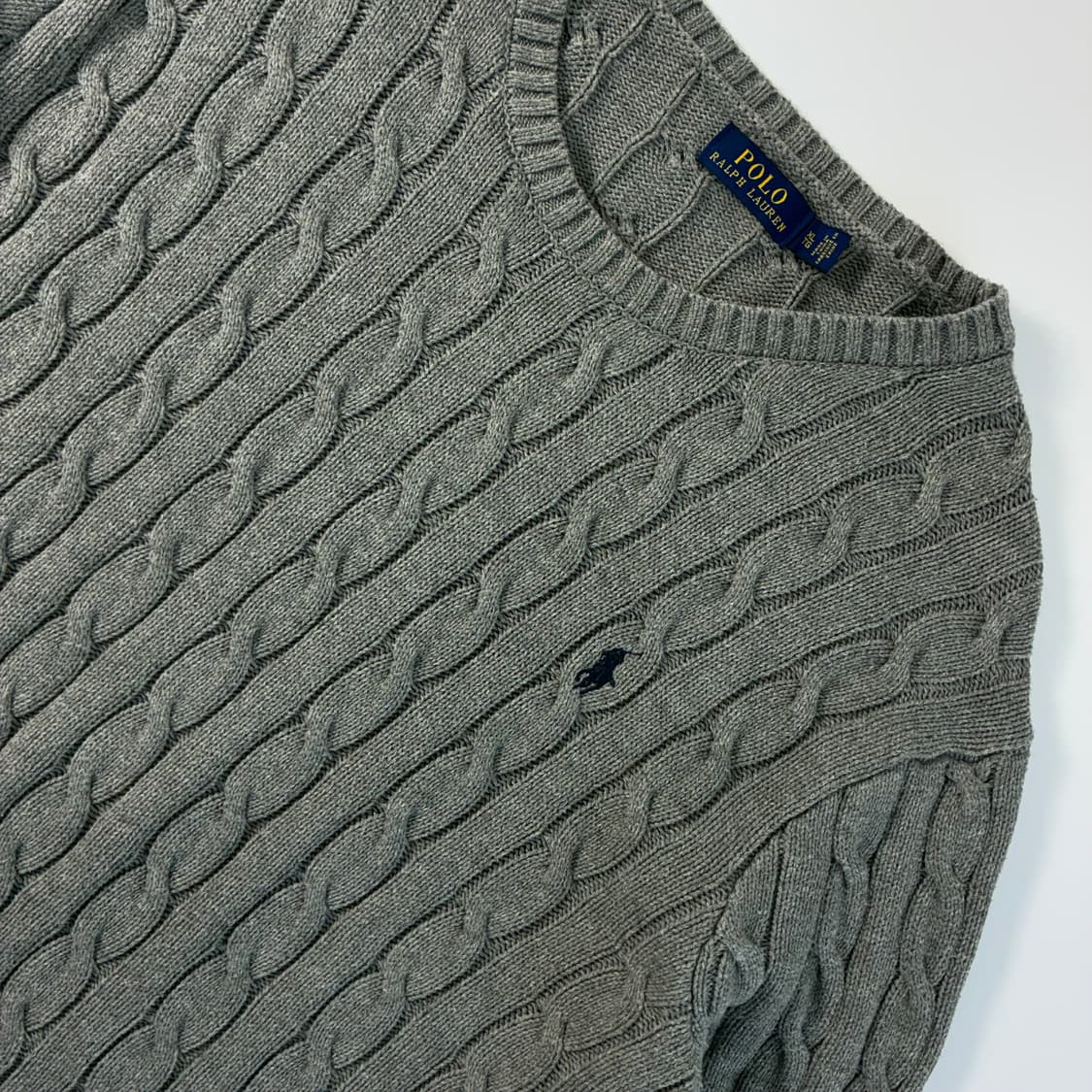 Polo  폴로 랄프로렌 자수 코튼 그레이 꽈배기 니트  상품이미지3