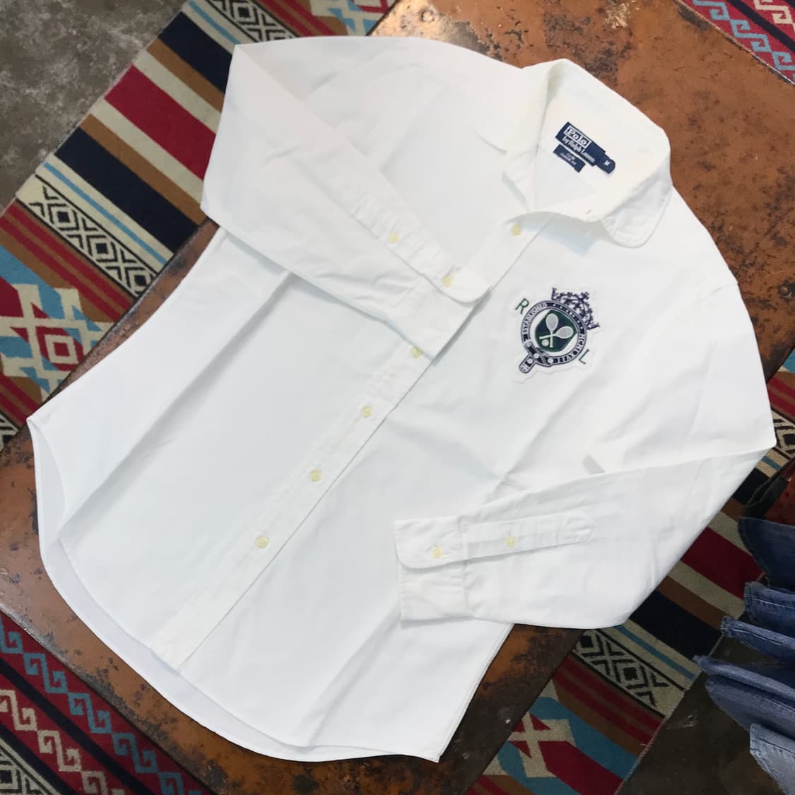 폴로랄프로렌 테니스 자수 클럽 카라 화이트 옥스포드 셔츠 남성 105 상품이미지2