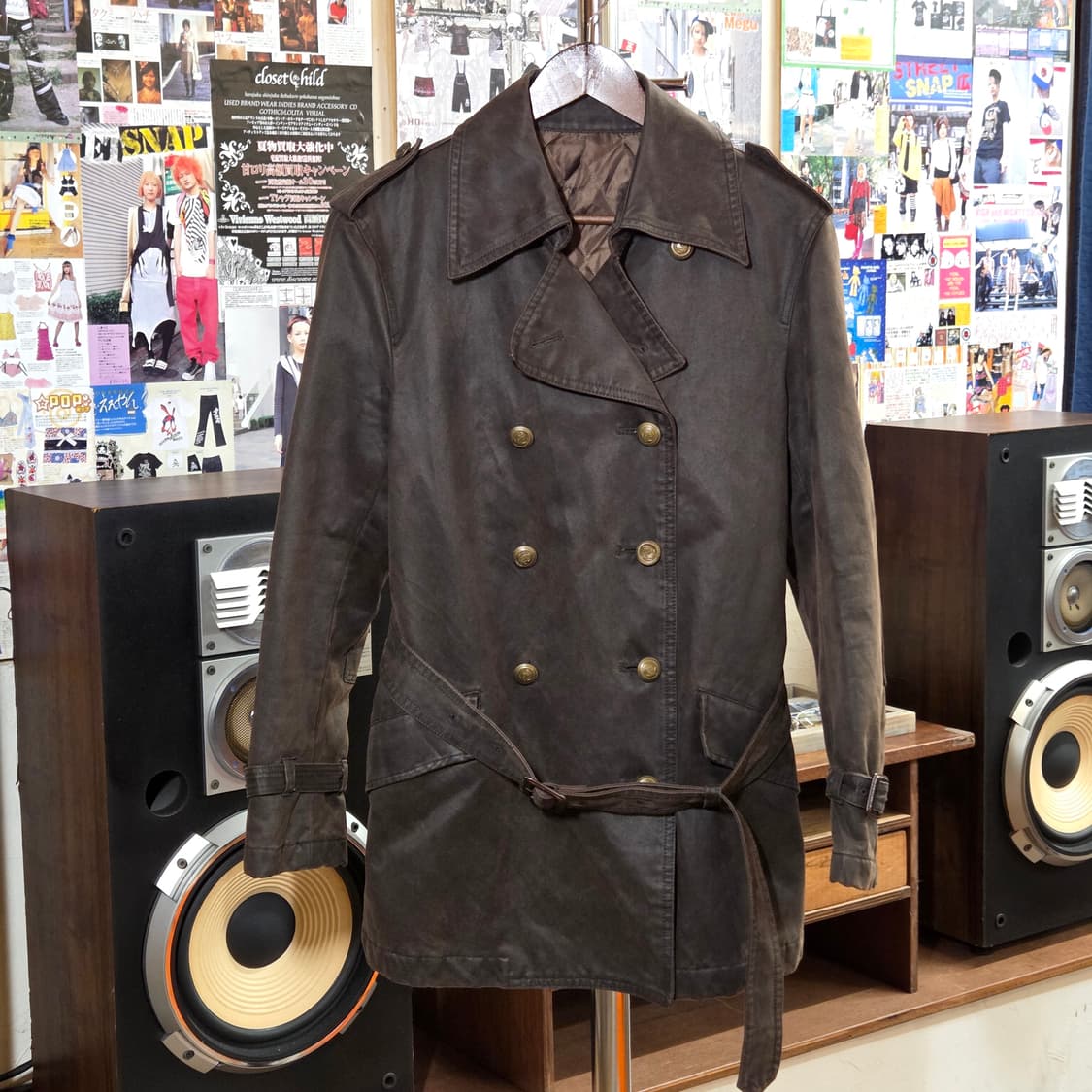 JPN 브라운 벨티드 더블 버튼 코트 상품이미지2