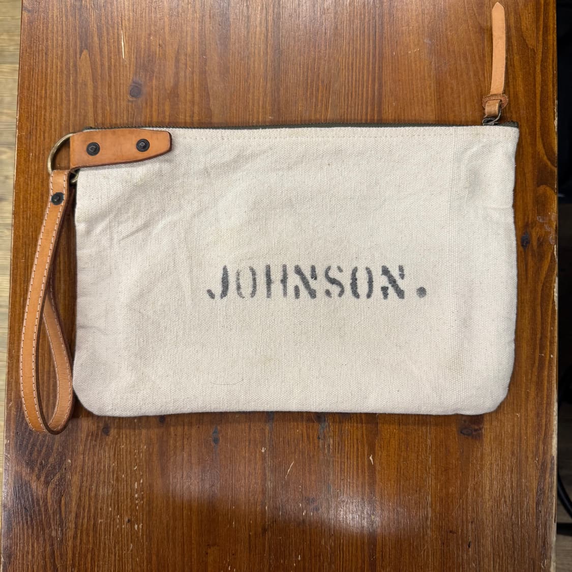 존슨 JOHNSON 캔버스 파우치 (레더 스트랩) 상품이미지1