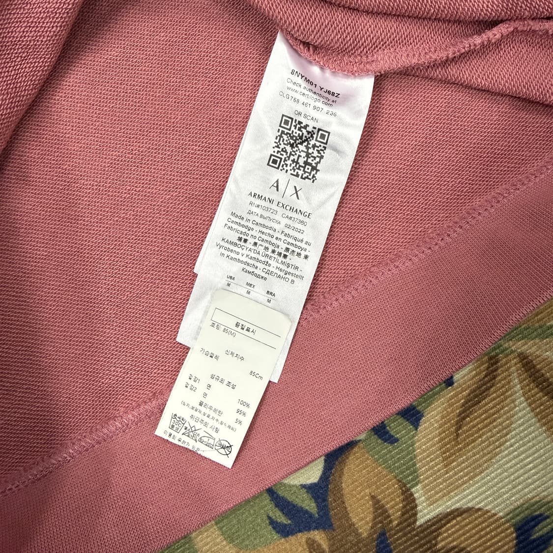 (우먼즈M)아르마니 익스체인지 스터드 로고 맨투맨(핑크) 상품이미지4
