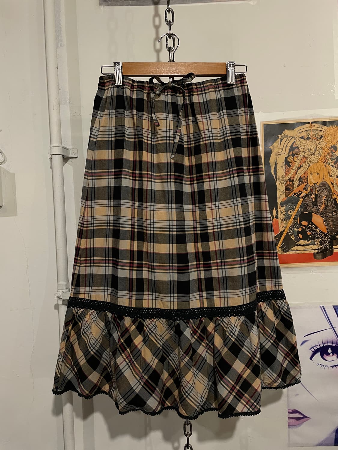 레이스 체크 패턴 스커트 상품이미지1