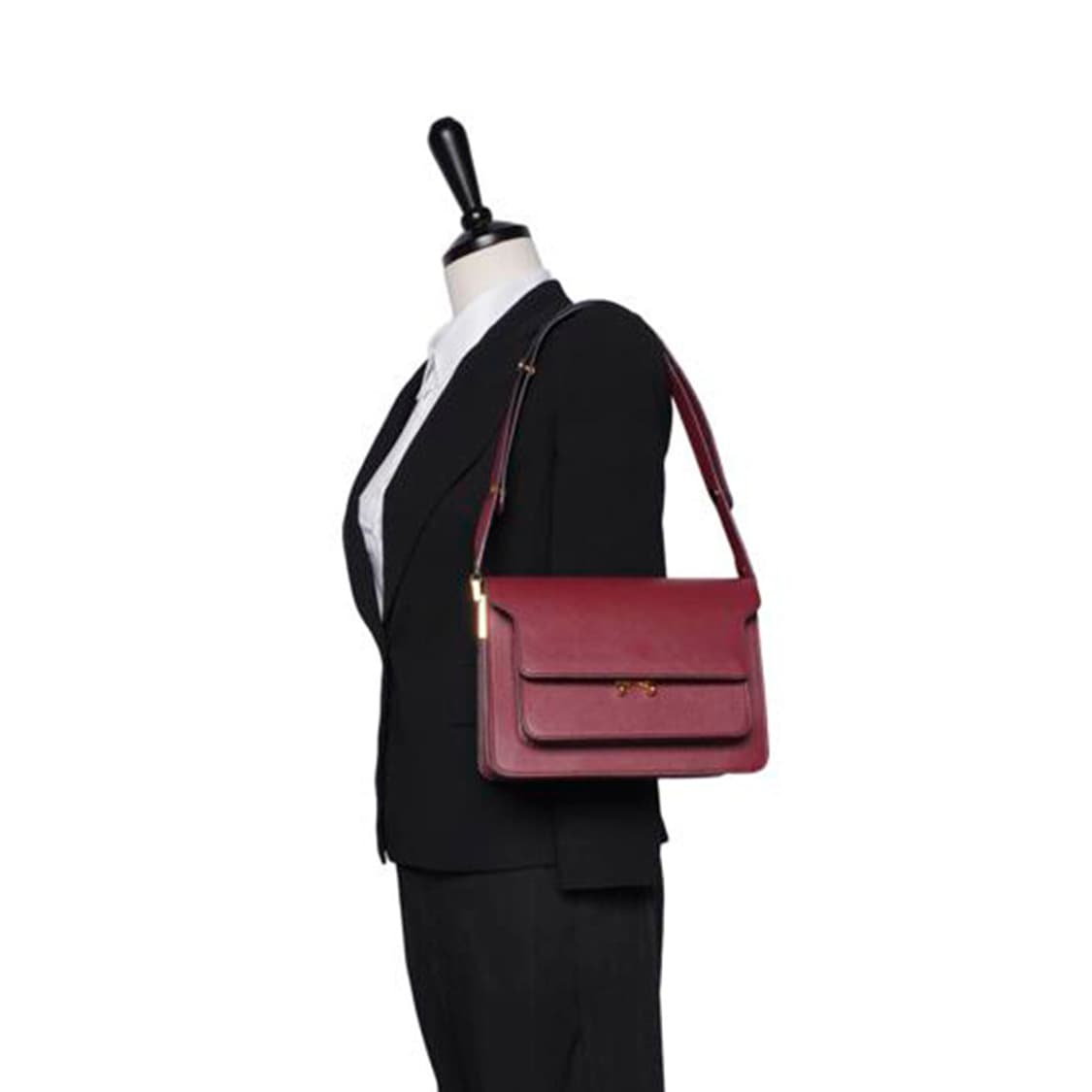 (중고) 마르니 버건디 사피아노 트렁크 미듐 숄더백 상품이미지4