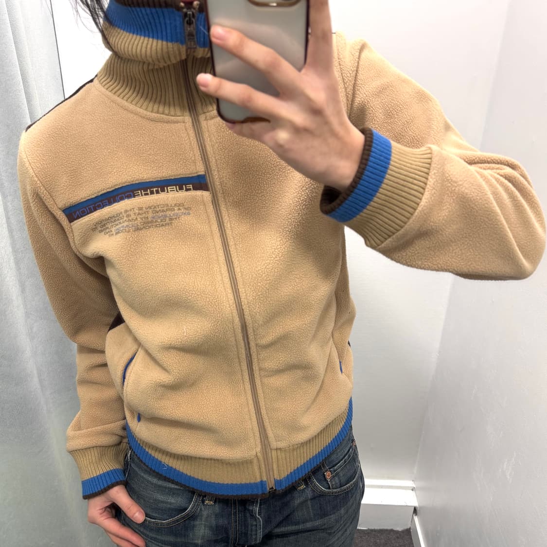 후부 레이디 베이지 하이넥 플리스 자켓 상품이미지2