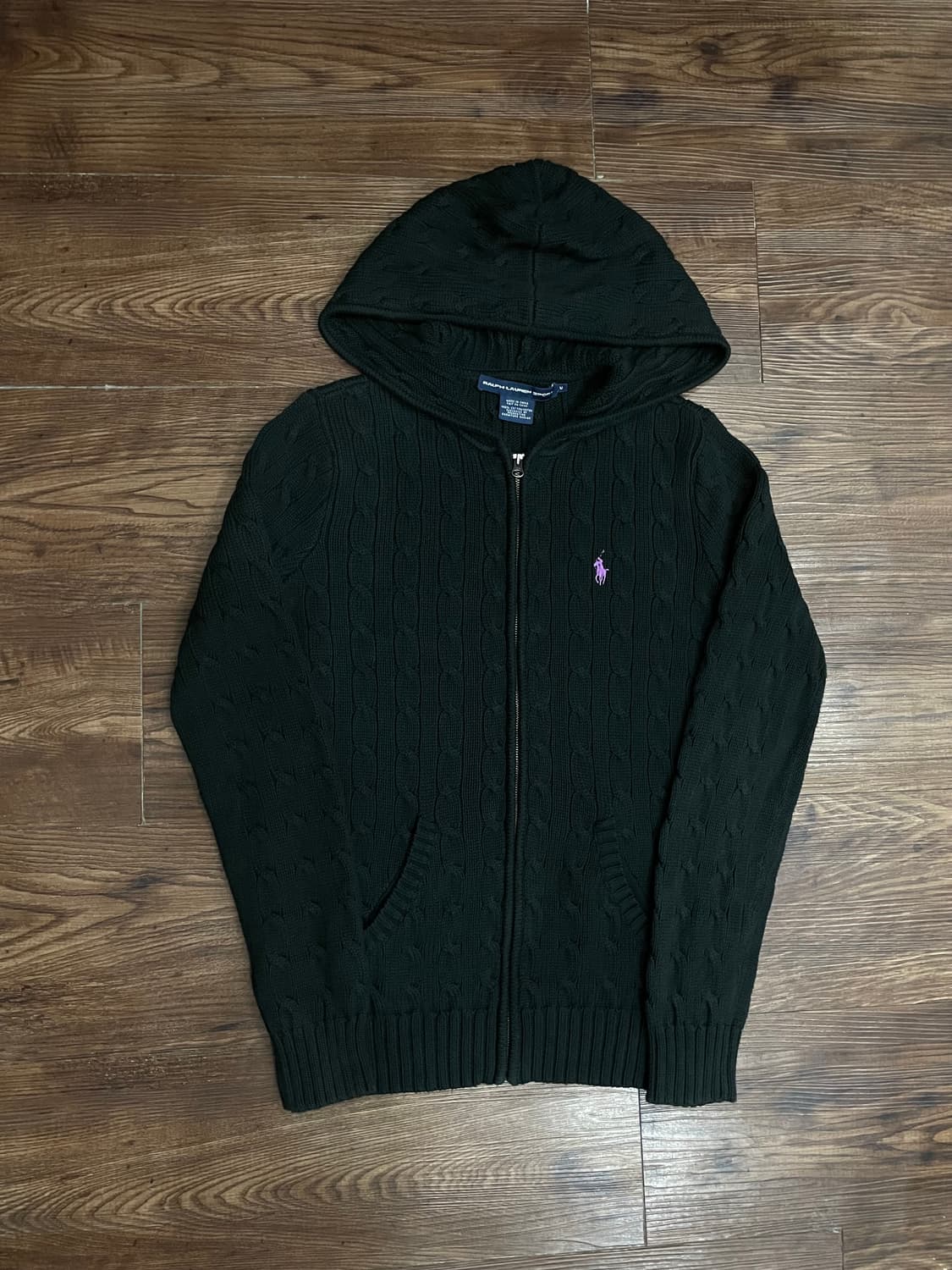 폴로 랄프로렌 블랙 케이블 니트 후드집업 상품이미지3