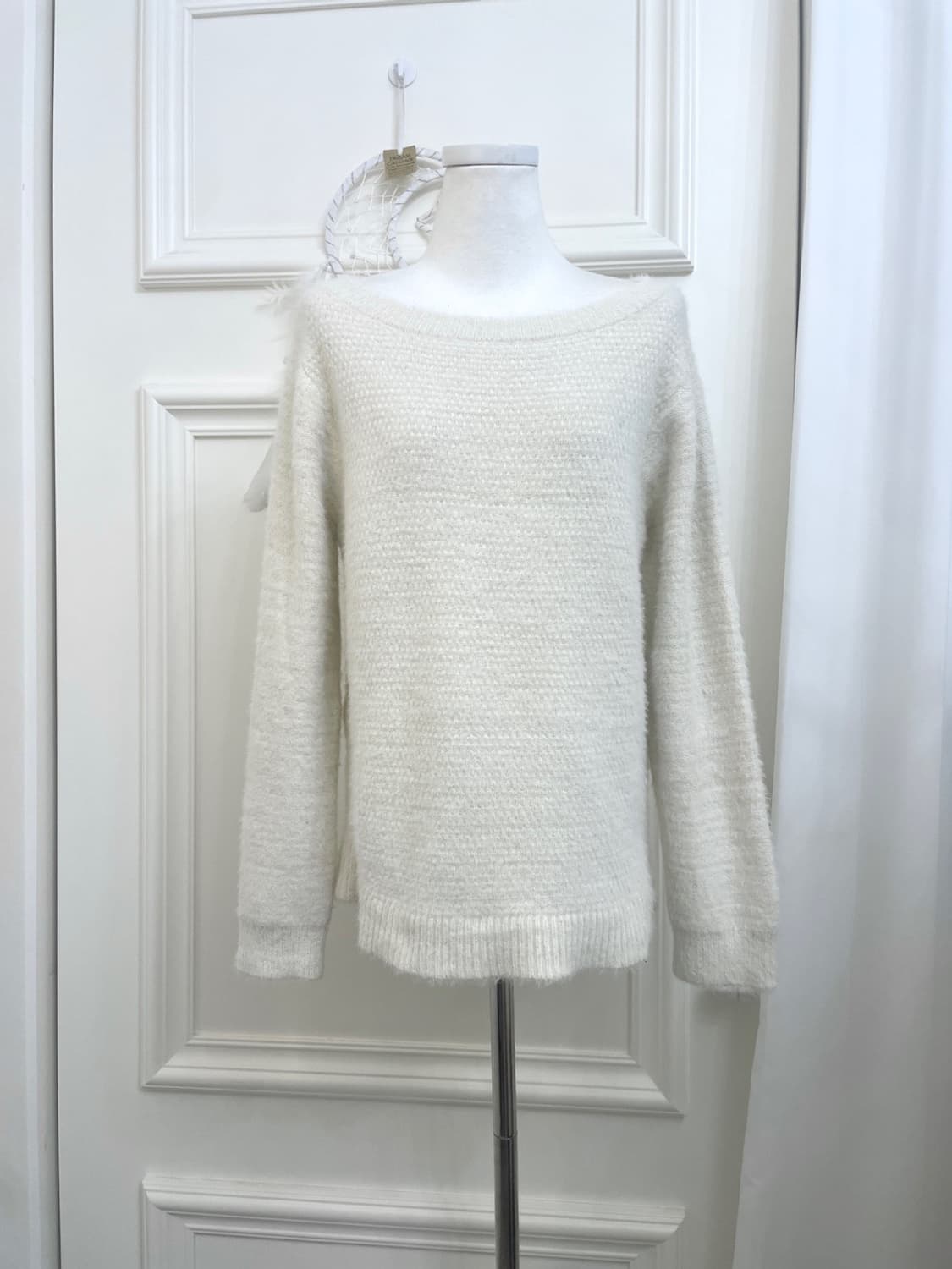 pure white one-shoulder basic glitter sw 상품이미지2