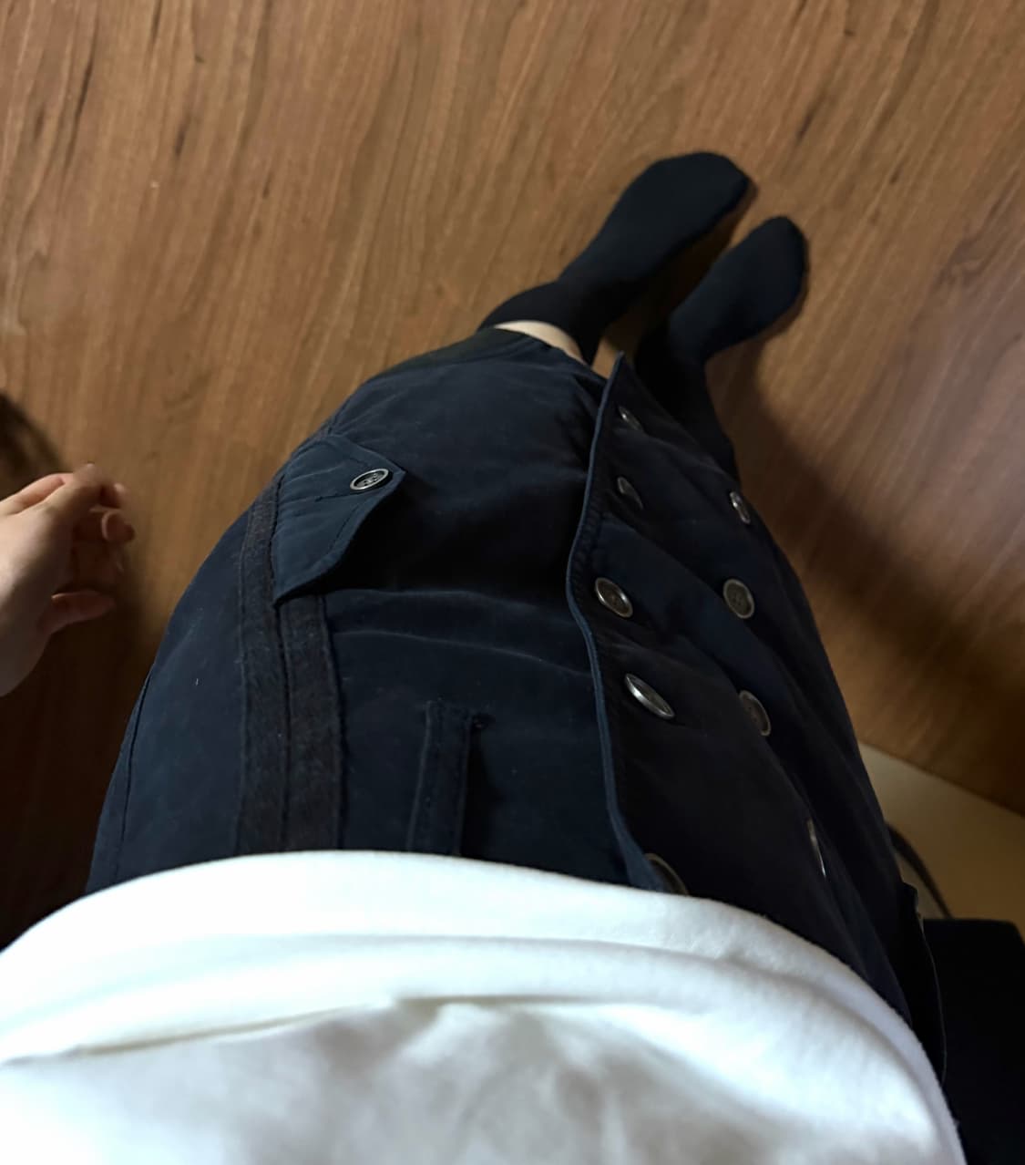 빈티지 블랙 더블버튼 카고 미디스커트 상품이미지3