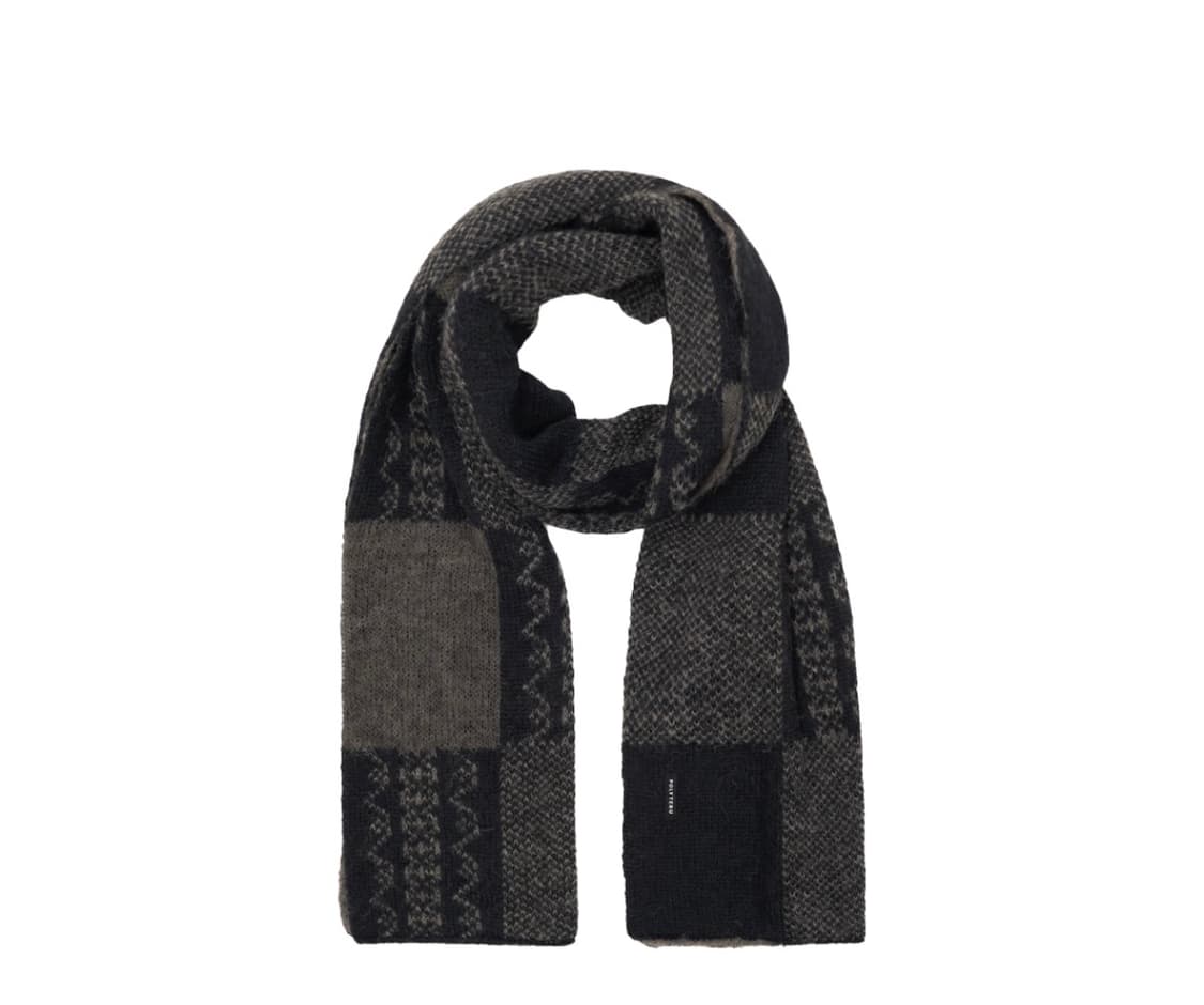 os) 폴리테루 에스닉 머플러 체커보드 블랙 브라운 상품이미지1