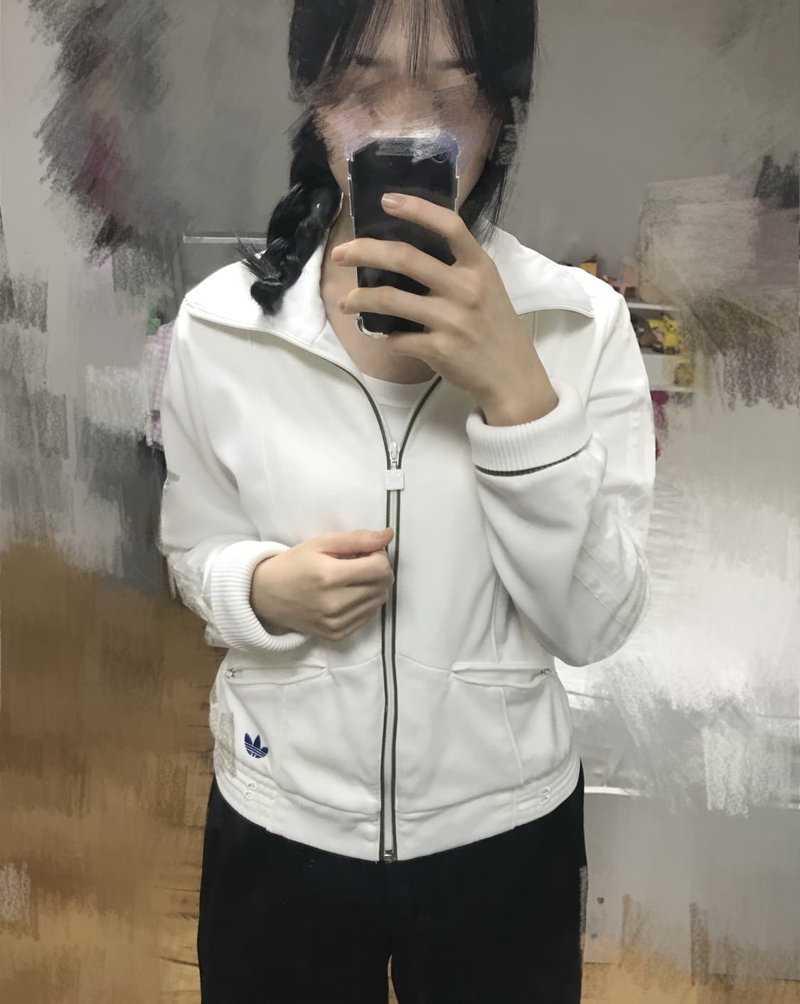 초희귀 대대장 화이트아디다스져지 아디다스 화이트 삼선 트랙 후드 집업 상품이미지2