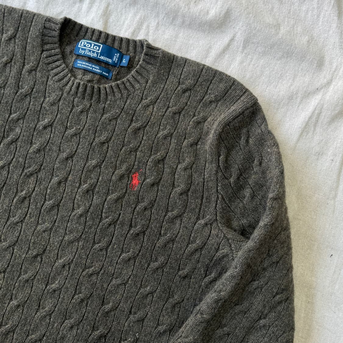폴로랄프로렌 90s 앙고라 카키 케이블 니트 L 상품이미지2
