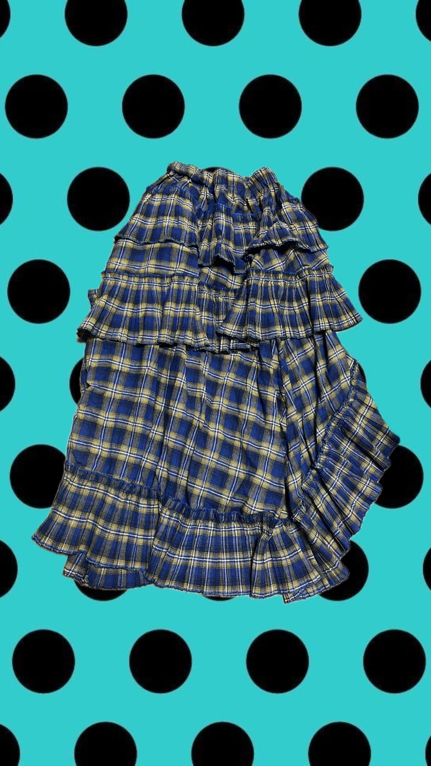 체크 프릴 롱 스커트 상품이미지1