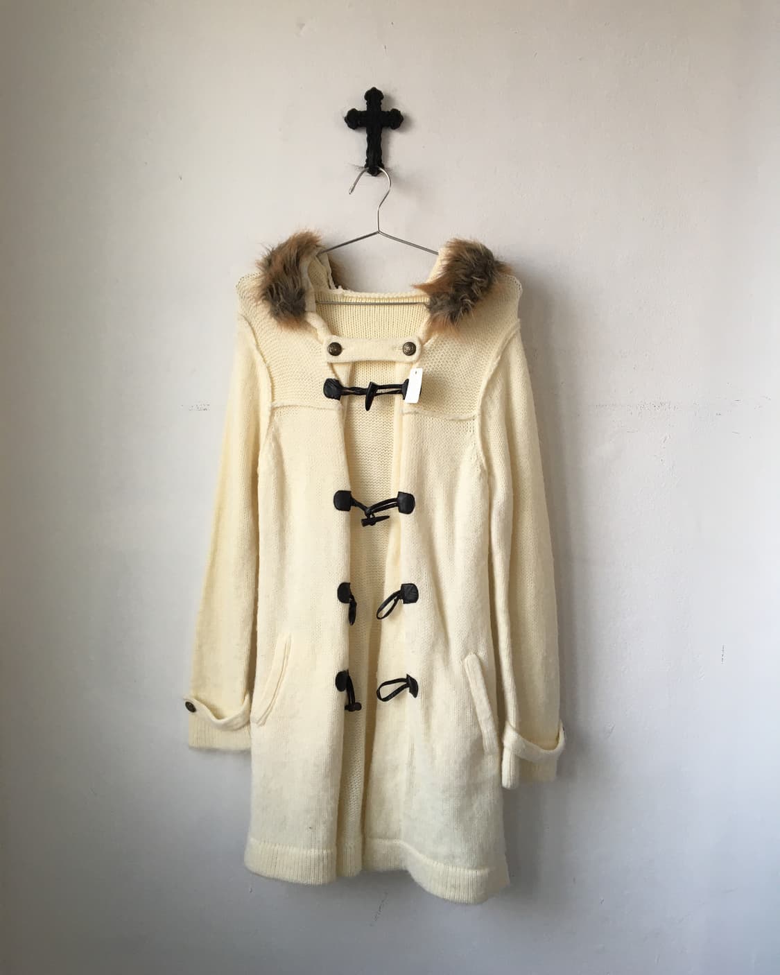Fake fur hood duffle button cardigan 상품이미지2