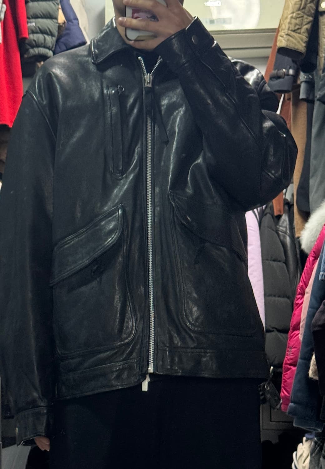 비바스튜디오 리얼 레더 집업 자켓 L ~ XL 블랙 상품이미지4