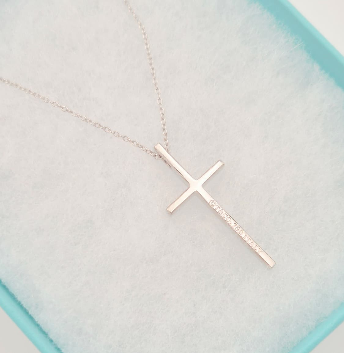 [중고명품셀렉트]티파니앤코 화이트 골드 크로스 팬던트 목걸이 상품이미지3