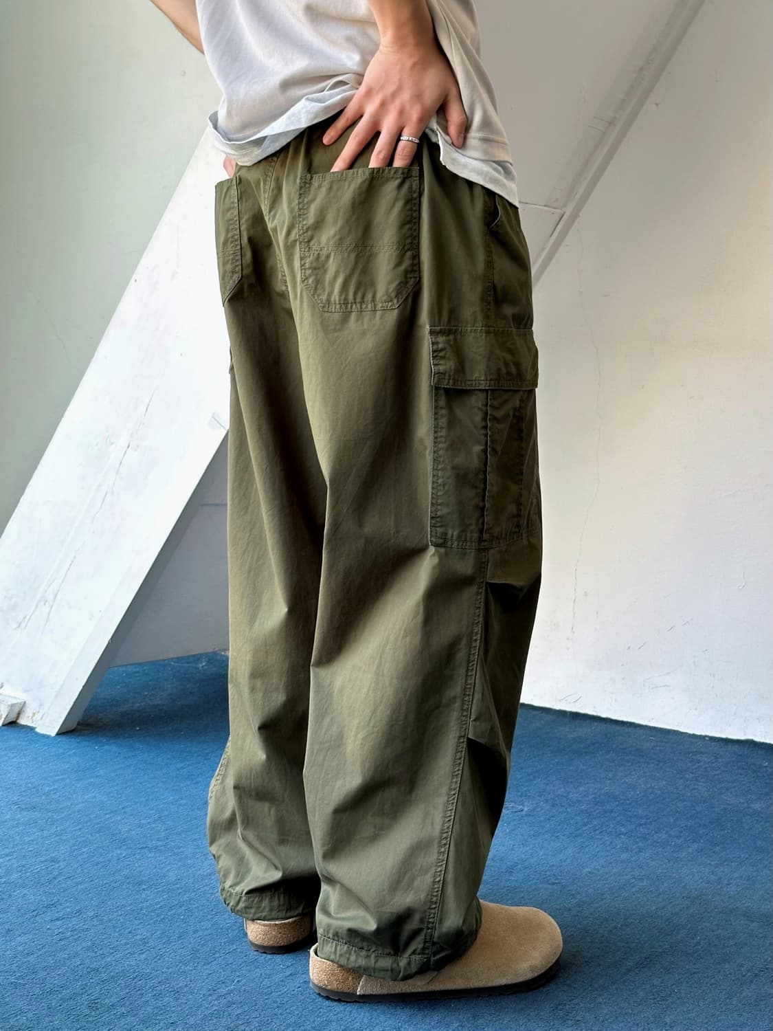 Military design cotton wide cargo pants 상품이미지10