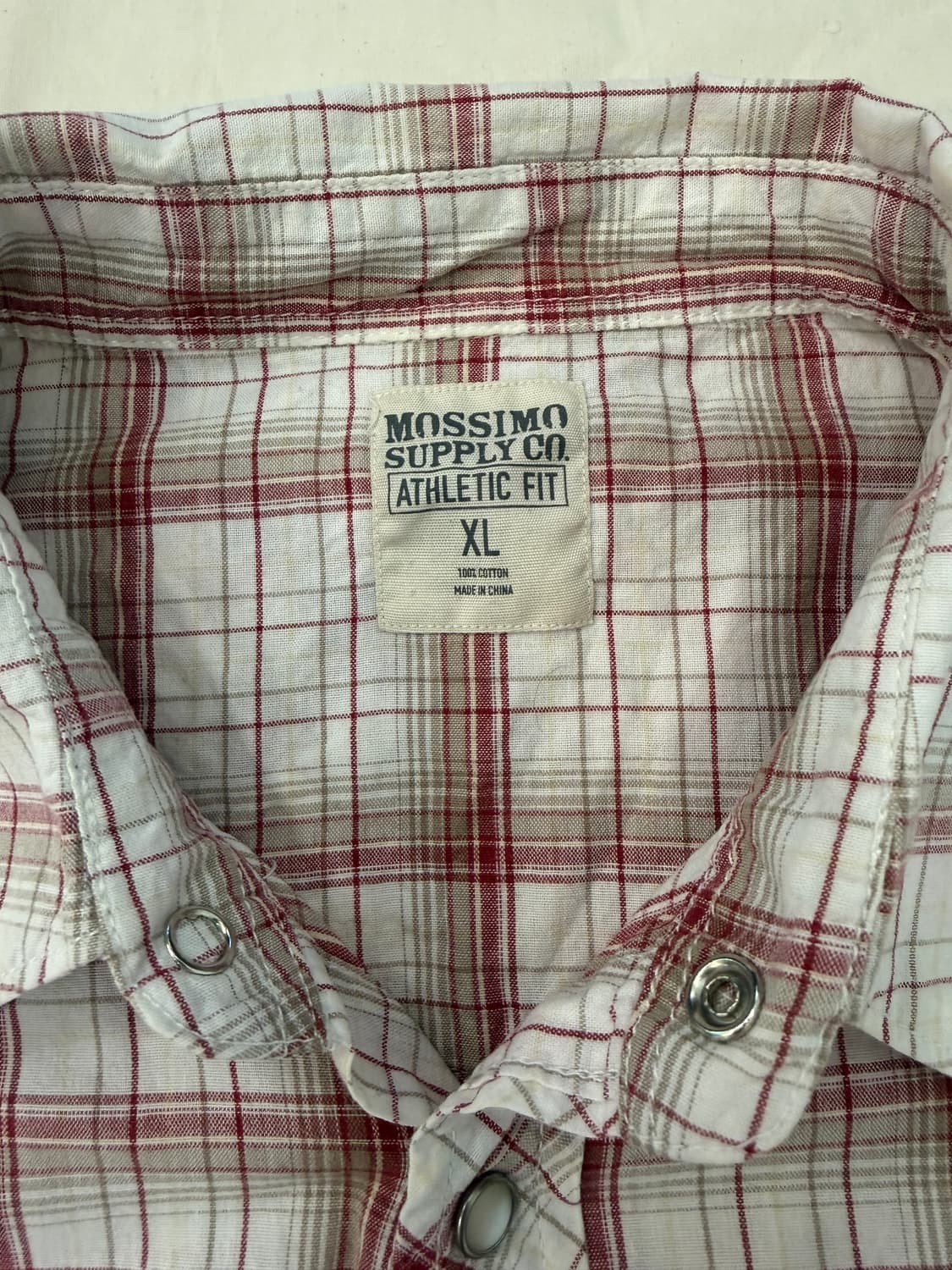 Mossimo 빈티지 웨스턴 셔츠 화이트 레드 체크 반팔 상품이미지4