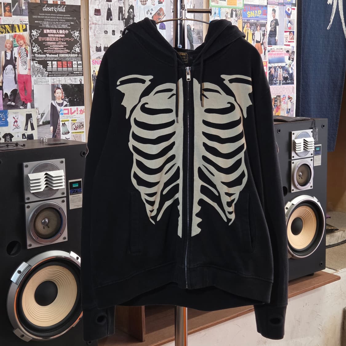 밴슨 레더 본 프린팅 풀 마스크 워머 후드집업 상품이미지6