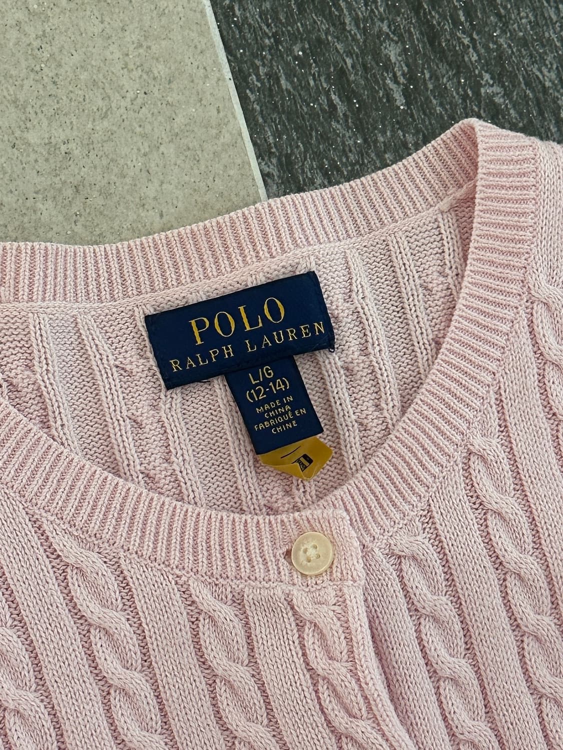 폴로 랄프로렌 연핑크 화이트포니 케이블 니트 가디건  상품이미지7