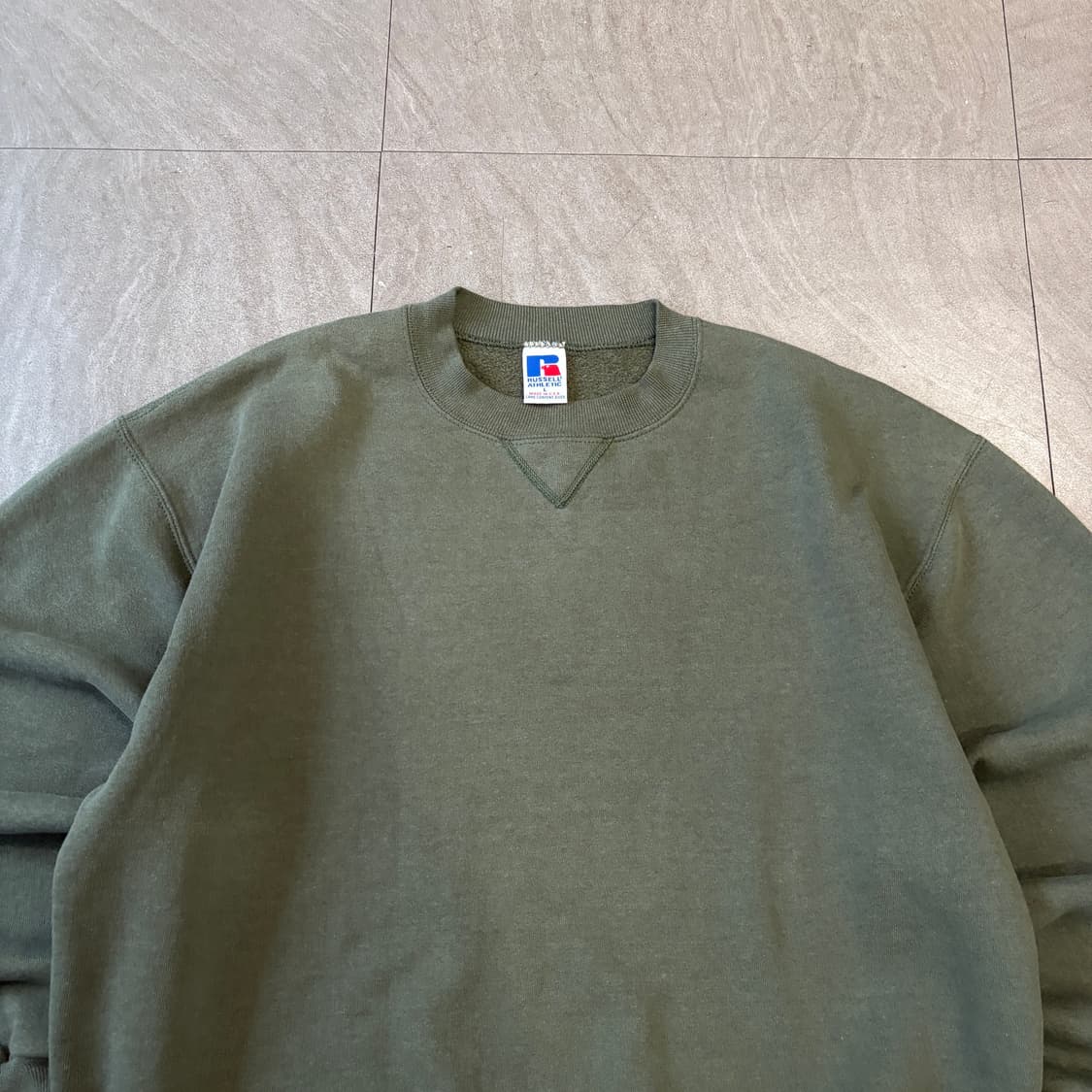 90s 90년대 미국 생산 러셀 블랭크 라이트 카키 스웻셔츠 상품이미지3