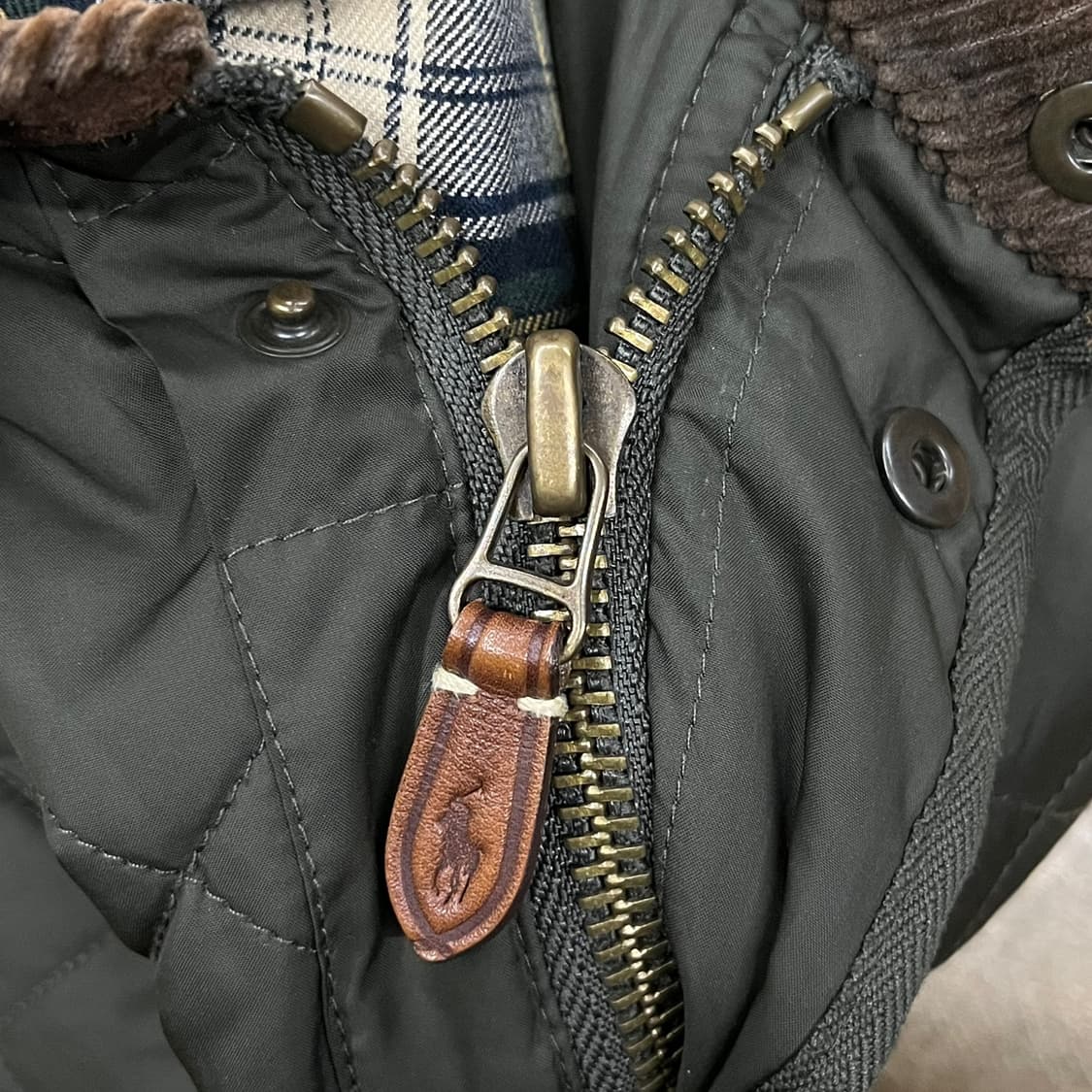 [정품/S] 폴로 랄프로렌 퀼팅 자켓 코듀로이 카키 b15 상품이미지8