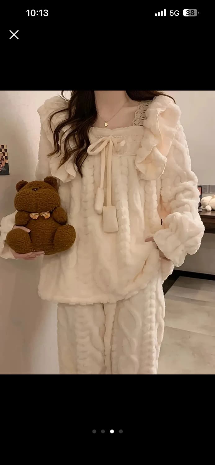 귀여운 베이지 잠옷 파자마 세트 팝니다 상품이미지3