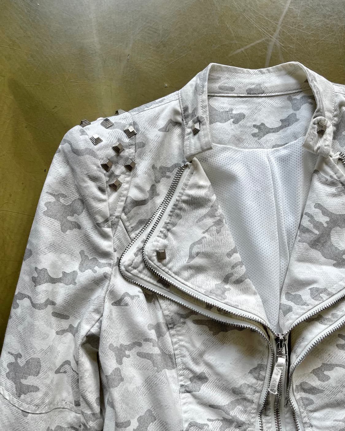 Vintage White Camo Stud Trim Jacket 상품이미지6