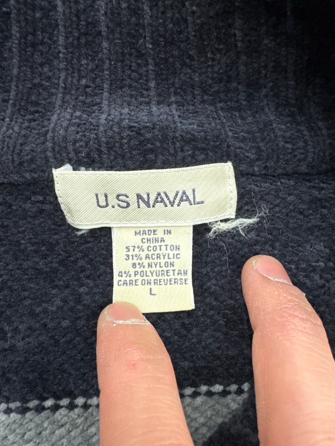 L) vintage U.S NAVAL 빈티지 스트라이프 니트 집업 상품이미지4