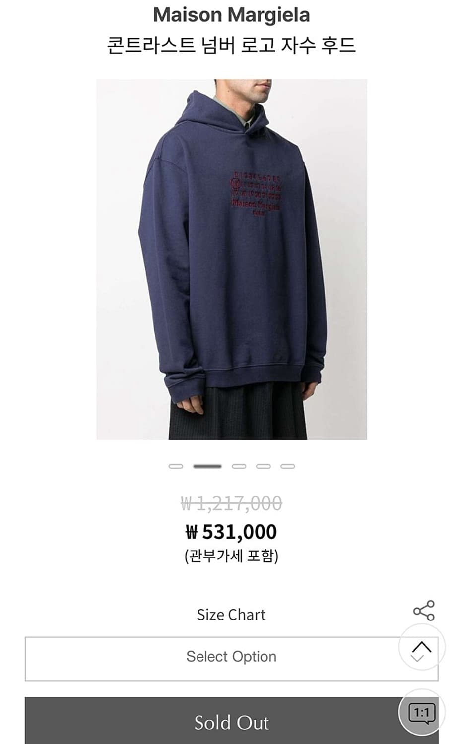 110) 마르지엘라 21ss 넘버자수 오버 후드티  상품이미지9