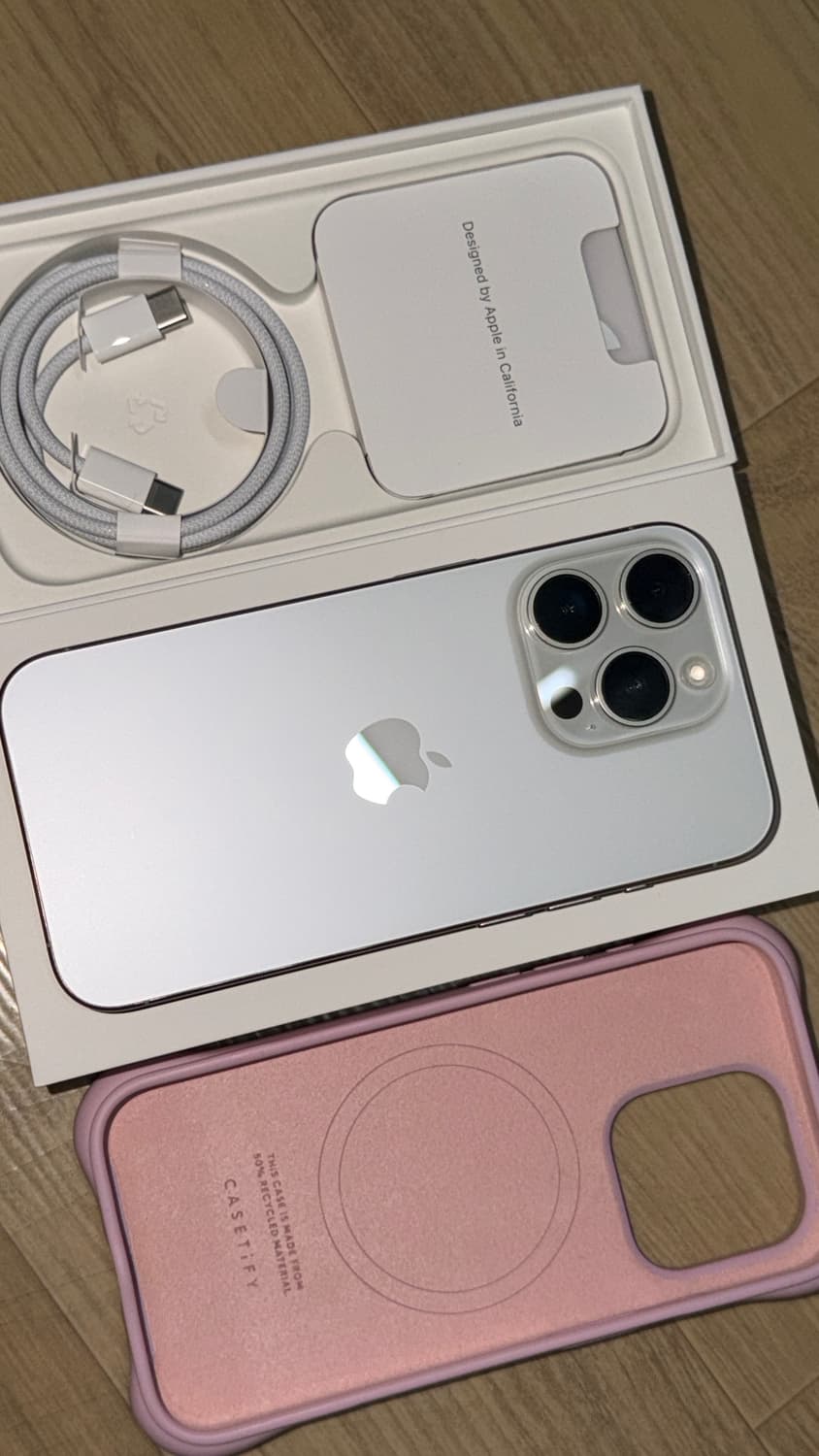 애플 아이폰15pro화이트256G+케이스티파이 실버프로휴대스마트핸드폰풀박 상품이미지1
