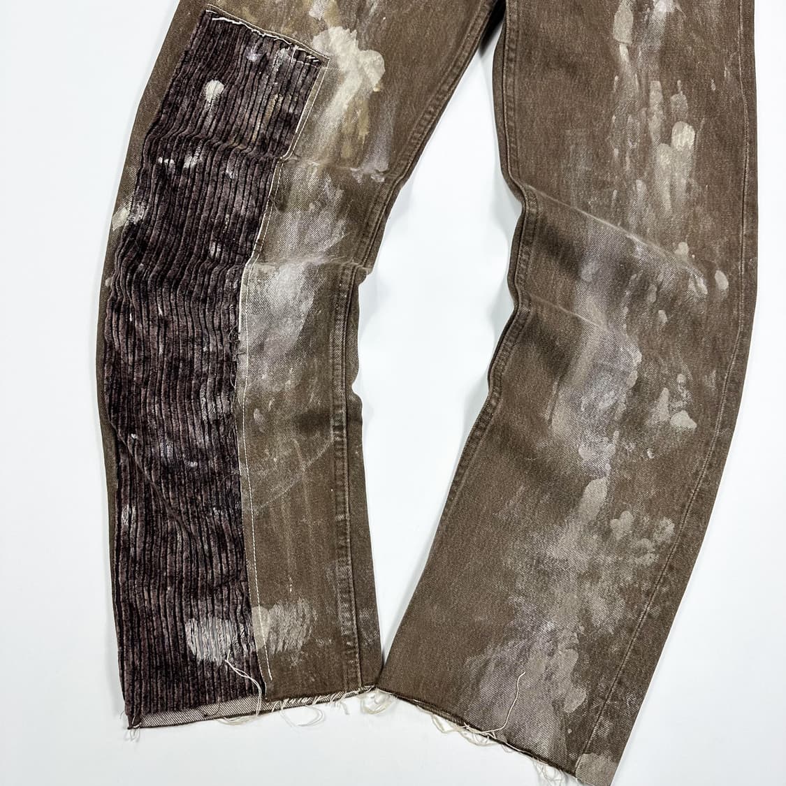 34 90s 리바이스 501 USA 패치워크 데님팬츠 브라운 상품이미지4