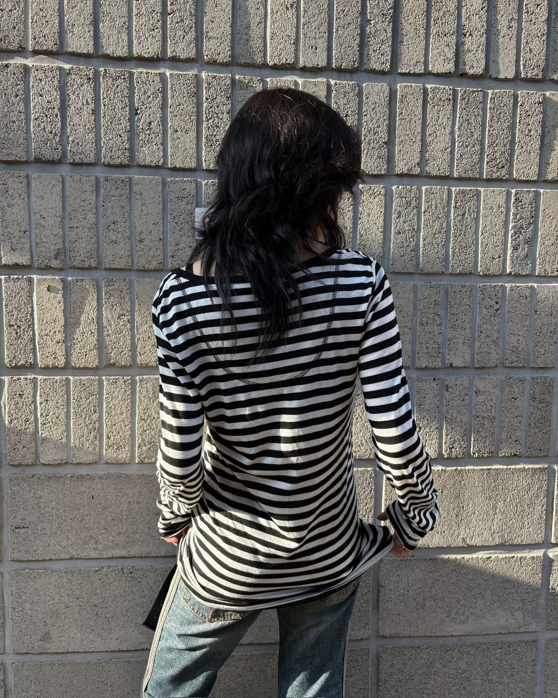 스트라이프 루즈핏 슬림 롱 슬리브 상품이미지5